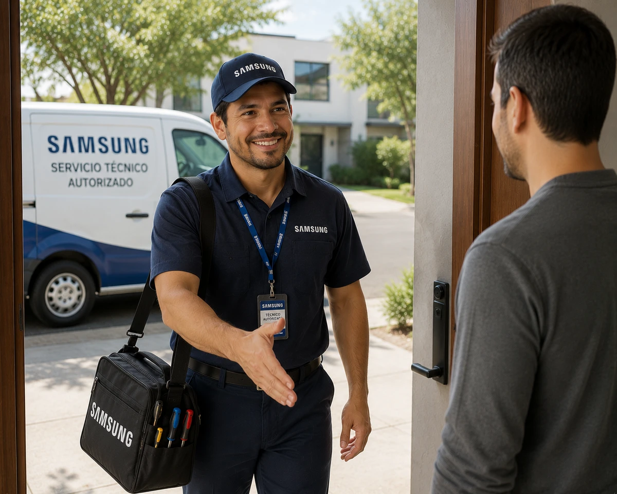 Técnico de Servicio Samsung llegando a domicilio en Santiago